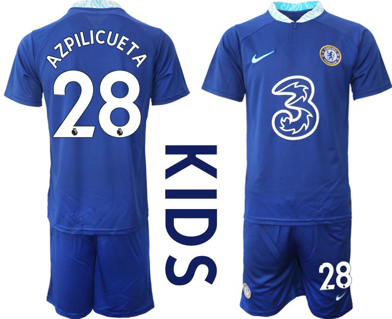 Youth 2022-2023 Club Chelsea FC home blue #28 Soccer Jersey